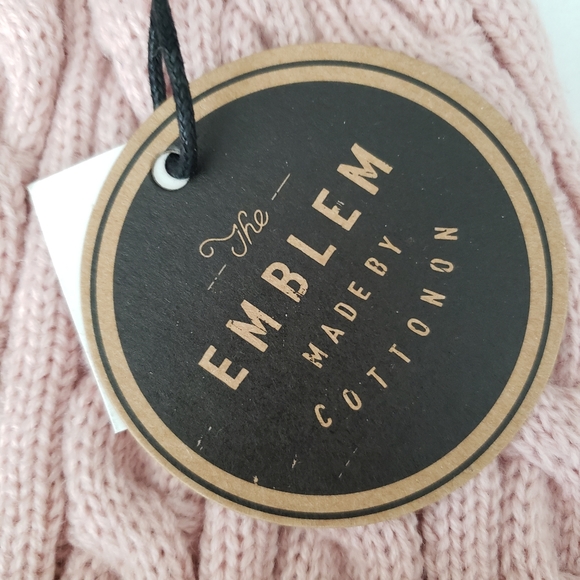 COTTON ON Poma Knit Beanie Pompom Hat Soft Pink New - Picture 2 of 6